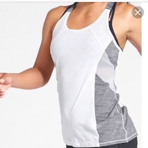 Athleta White and Gray Runlight tank singlet top